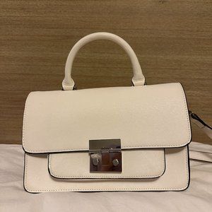 Zara White Top Handle Cross Body Structured Bag